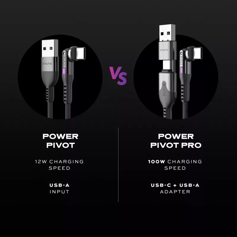 STATIK PowerPivot Pro Nylon Braided USB-C to USB-C Cable 3m Black