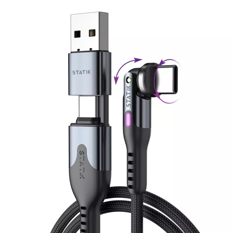 STATIK PowerPivot Pro Nylon Braided USB-C to USB-C Cable 3m Black