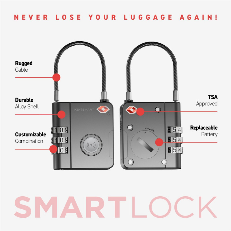 KEYSMART SmartLock TSA Approved Find My Lock Black