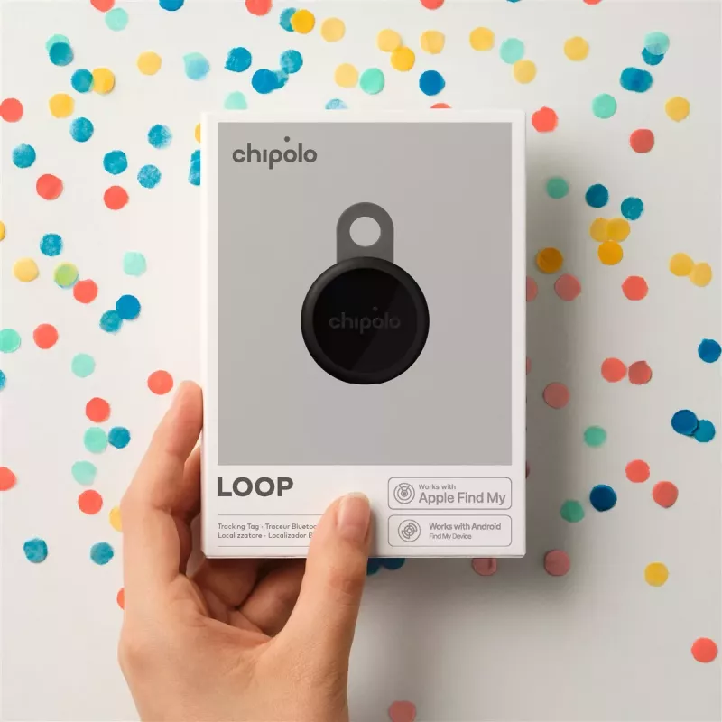 Chipolo LOOP – Uzlādējams Bluetooth izsekotājs ar silikona cilpu iOS un Android ierīcēm, 4 komplekts (Charcoal, Chalk, Navy, Coral)