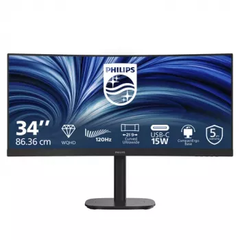 Philips 34B2N3500C 34 collu izliekts VA LCD monitors UWQHD 3440x1440 120Hz 1500R DisplayHDR 400 USB-C 65W