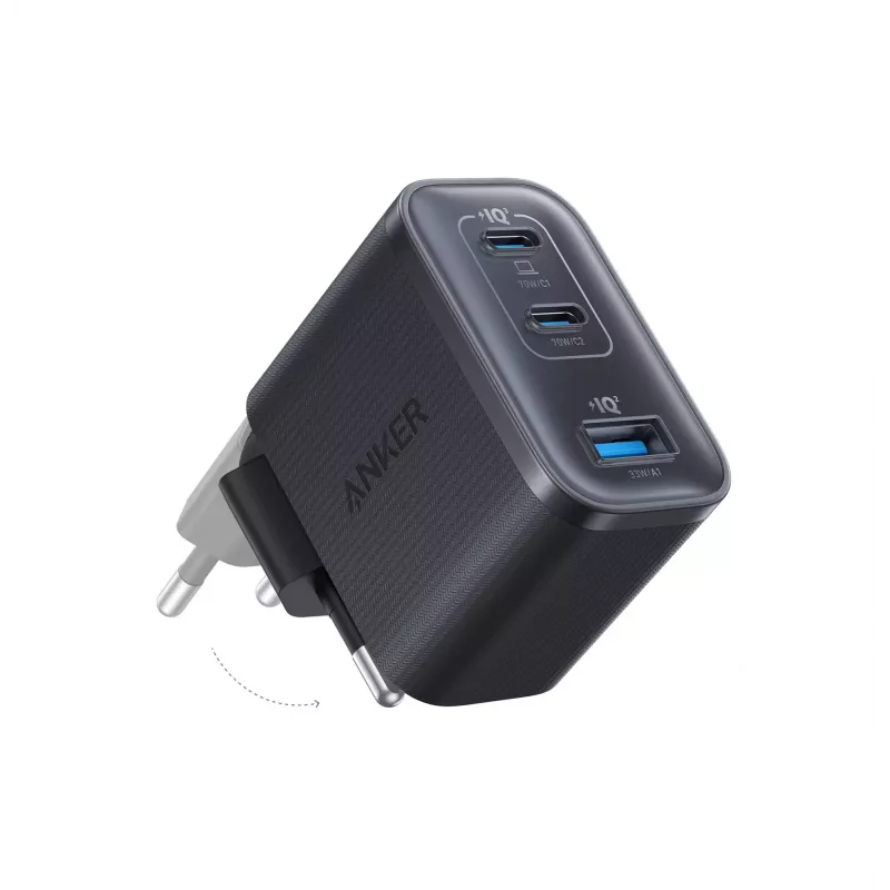 Anker Nano Charger 70W, 3 Ports, Black