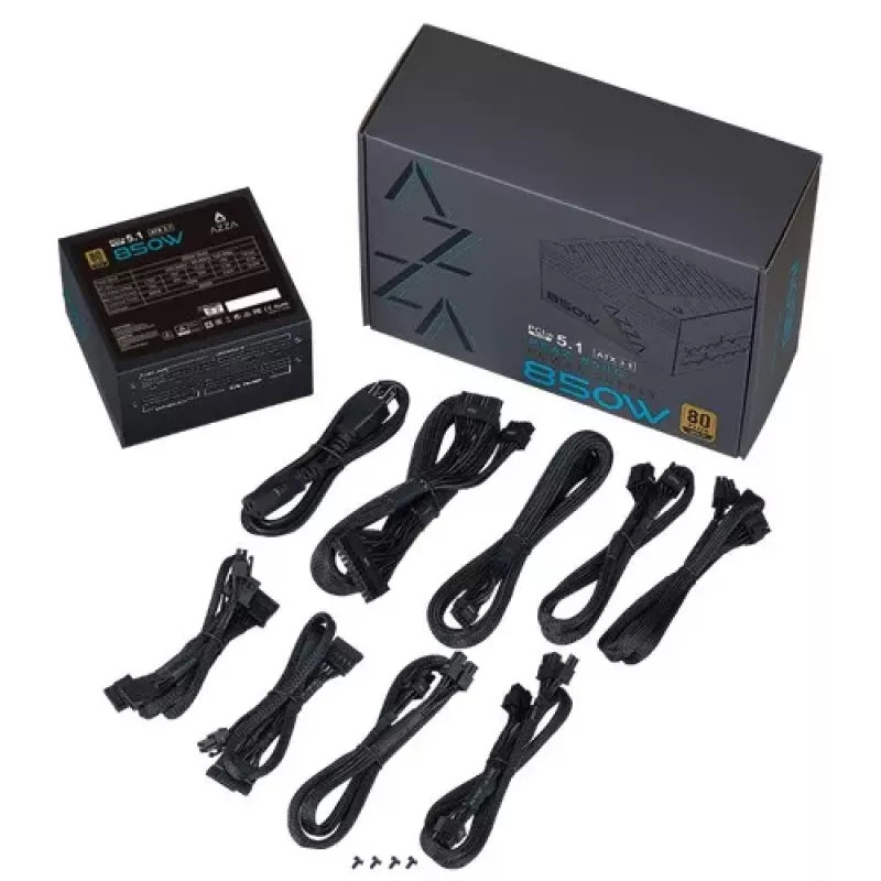 AZZA PSAZ-850G 850W pilnībā modulārs ATX 3.1 PCIe 5.1 80+ Gold barošanas bloks