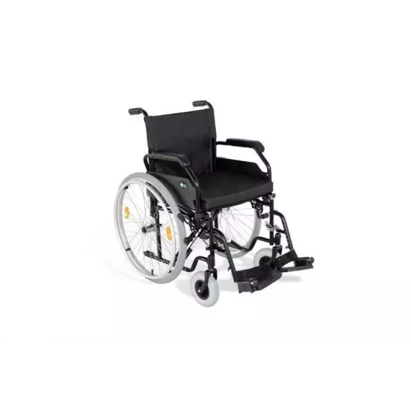 REHA FUND Steel Wheelchair RF-1/45/PN/CZA-624/PU - Manuāls ratiņkrēsls, 45 cm sēdekļa platums, 120 kg ietilpība, melns