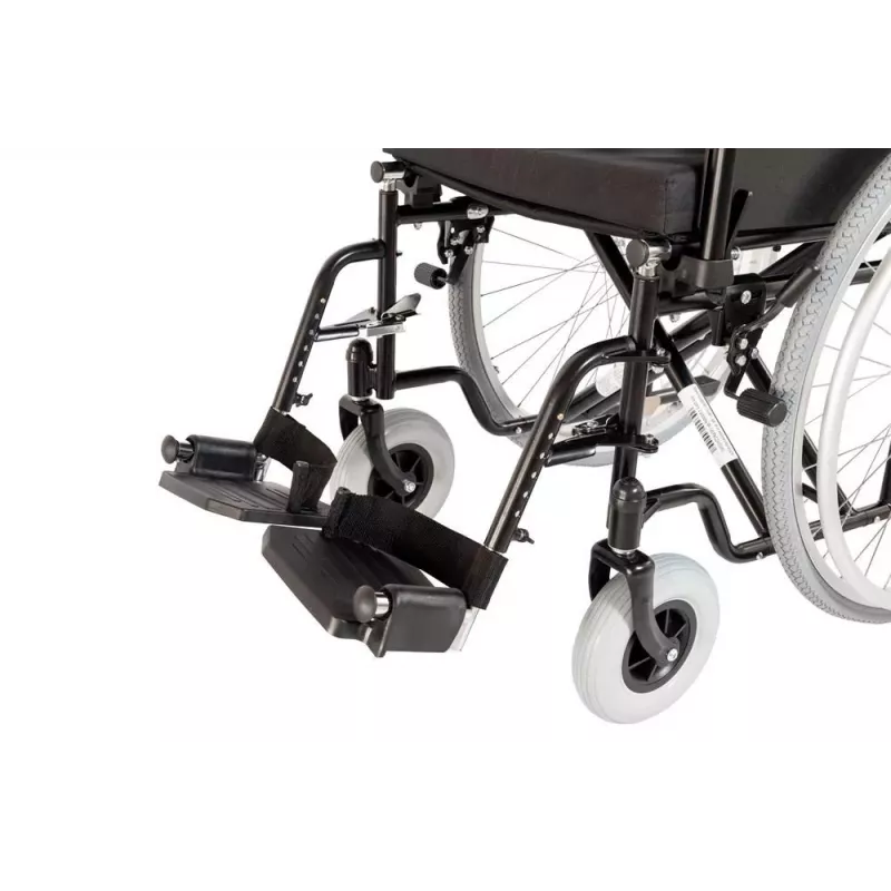 REHA FUND Steel Wheelchair RF-1/45/PN/CZA-624/PU - Manuāls ratiņkrēsls, 45 cm sēdekļa platums, 120 kg ietilpība, melns