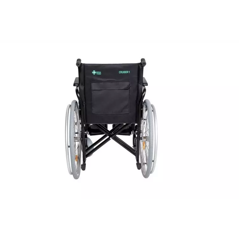 REHA FUND Steel Wheelchair RF-1/45/PN/CZA-624/PU - Manuāls ratiņkrēsls, 45 cm sēdekļa platums, 120 kg ietilpība, melns