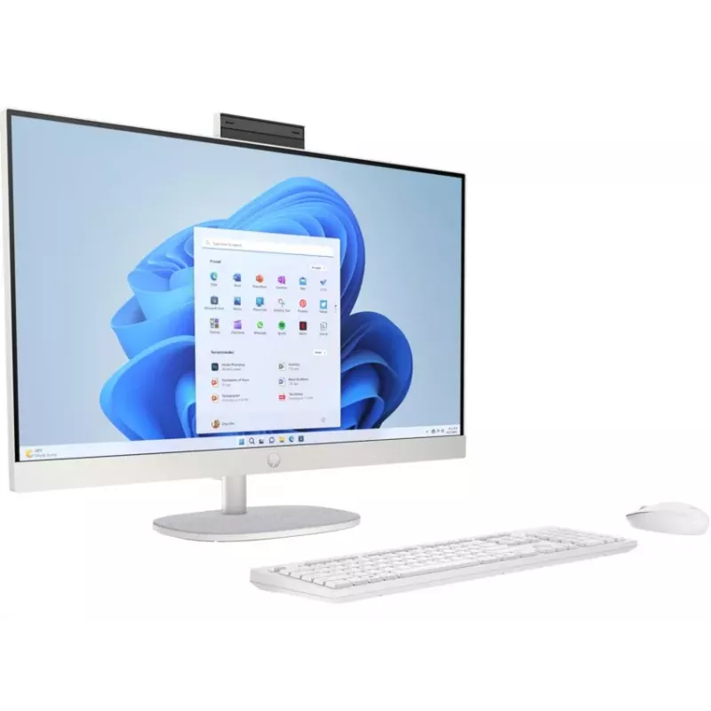 HP All-in-One 27-cr0024na galddators, 27 inch Full HD IPS displejs, Intel Core i7-1355U, 8GB DDR4 RAM, 512GB PCIe NVMe SSD, Windows 11 Home, dabīgs sudrabs (atjaunota prece)