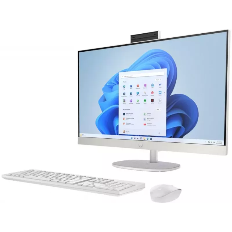 HP All-in-One 27-cr0024na galddators, 27 inch Full HD IPS displejs, Intel Core i7-1355U, 8GB DDR4 RAM, 512GB PCIe NVMe SSD, Windows 11 Home, dabīgs sudrabs (atjaunota prece)