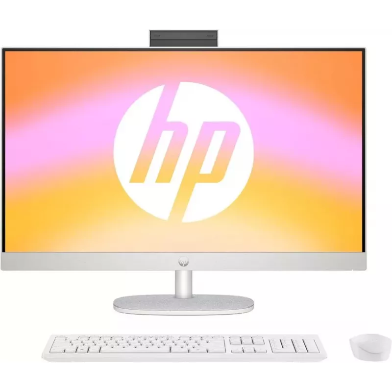 HP All-in-One 27-cr0024na galddators, 27 inch Full HD IPS displejs, Intel Core i7-1355U, 8GB DDR4 RAM, 512GB PCIe NVMe SSD, Windows 11 Home, dabīgs sudrabs (atjaunota prece)