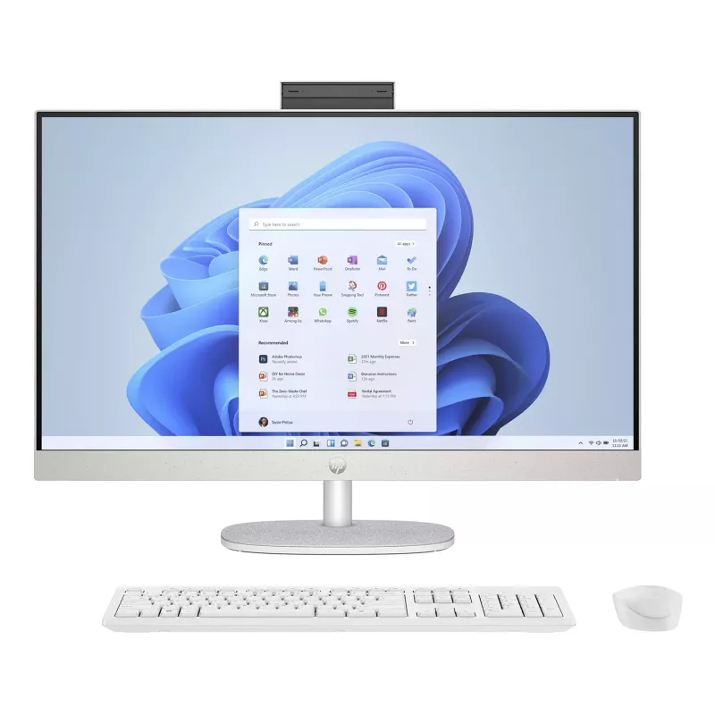 HP All-in-One 27-cr0045nf galddators, AMD Ryzen 7 7730U, 16 GB RAM, 512 GB SSD, 27 inch Full HD IPS displejs, Windows 11 Home, Balts (atjaunota prece)