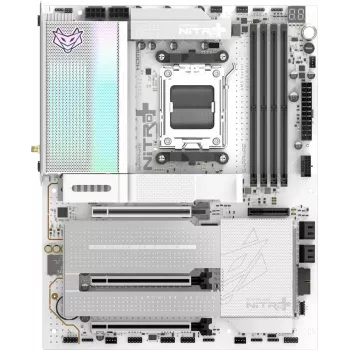 SAPPHIRE NITRO+ X870EA PHANTOMLINK P.E mātesplate, AMD X870E, Socket AM5, DDR5, Wi-Fi 7, balta/melna