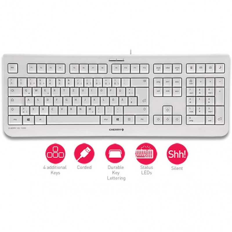 Cherry KC 1000 Keyboard - Pan Nordic - Light Grey