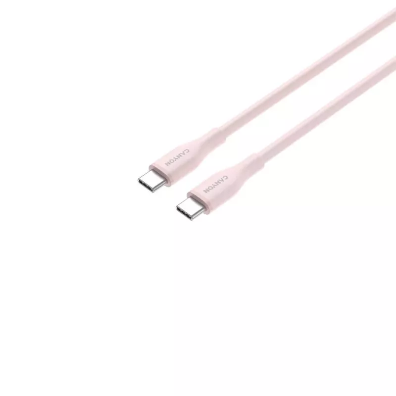 CANYON USB-C uz USB-C kabelis 60W 1m Silikona Pink Sand