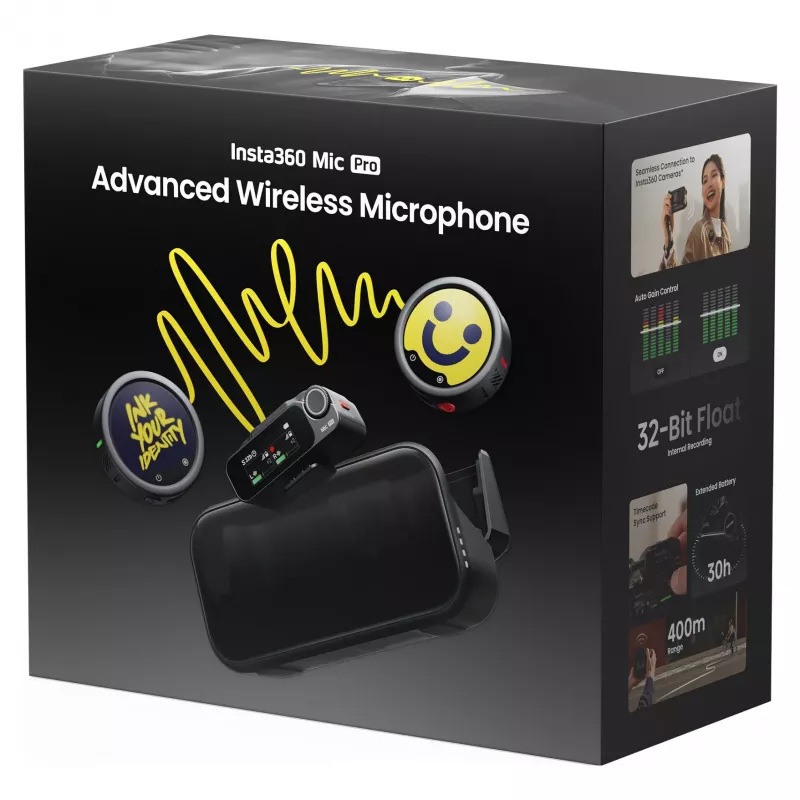 Insta360 Mic Pro (2 TX + 1 RX) - Digitālā bezvadu mikrofona sistēma