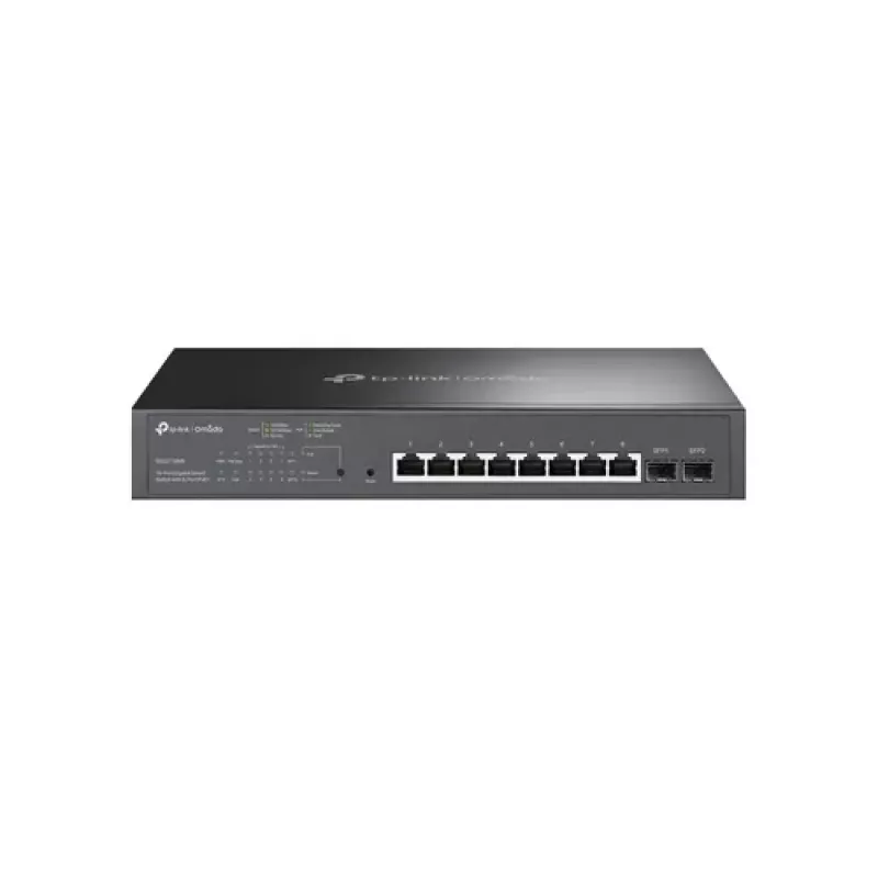 TP-LINK TL-SG2210MP Smart Managed Layer 2+ Switch, 8-Port Gigabit PoE+ ar 2 SFP slotiem, 150W PoE budžets, uzstādāms statīvā