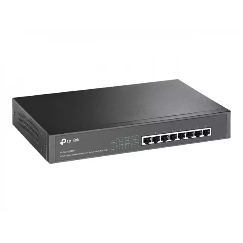 TP-Link TL-SG1008MP Nepārvaldīts Gigabit Ethernet PoE+ slēdzis (8 porti, 126W budžets, melns)