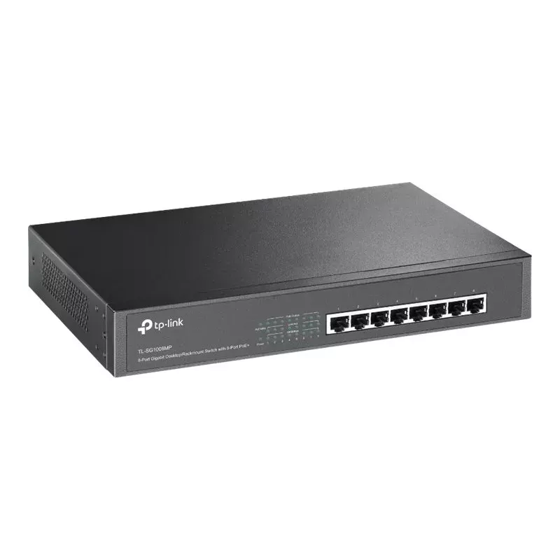 TP-Link TL-SG1008MP Nepārvaldīts Gigabit Ethernet PoE+ slēdzis (8 porti, 126W budžets, melns)
