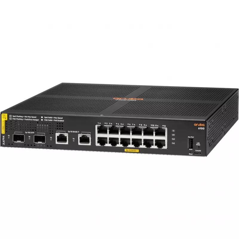 HPE Aruba 6100 12G Class 4 PoE 2G/2SFP+ 139W Switch