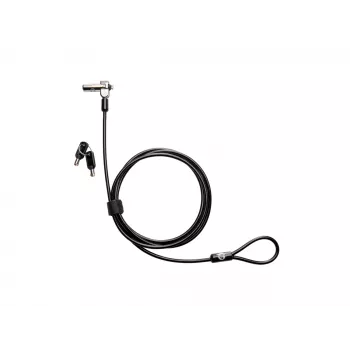 HP Nano MK Lock - Atslēgas kabeļslēdzene Kensington Nano drošības slotam, 1,83 m cinkota tērauda kabelis, melns/sudrabs