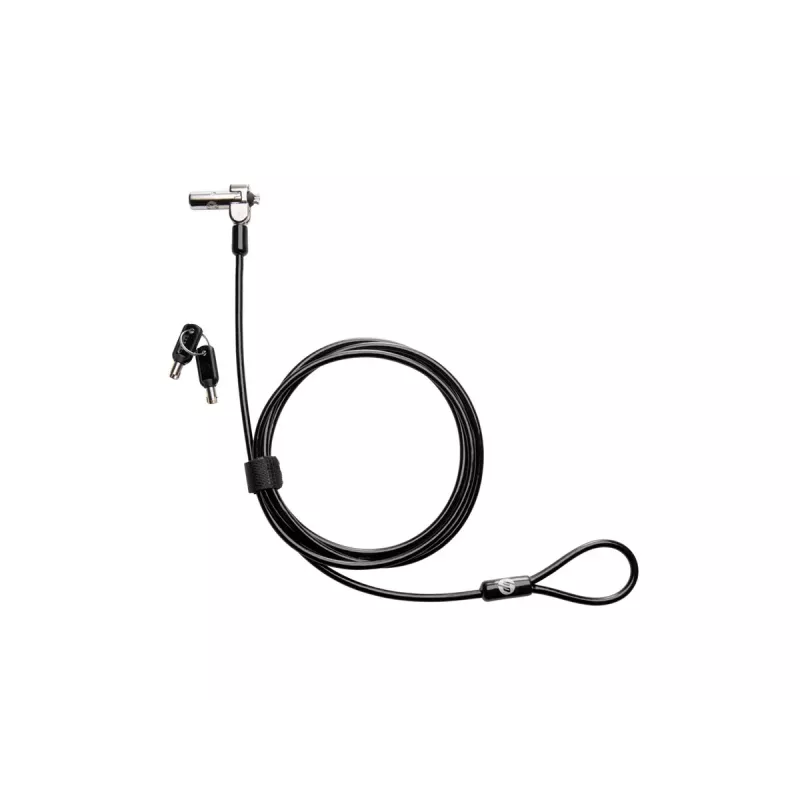HP Nano MK Lock - Atslēgas kabeļslēdzene Kensington Nano drošības slotam, 1,83 m cinkota tērauda kabelis, melns/sudrabs