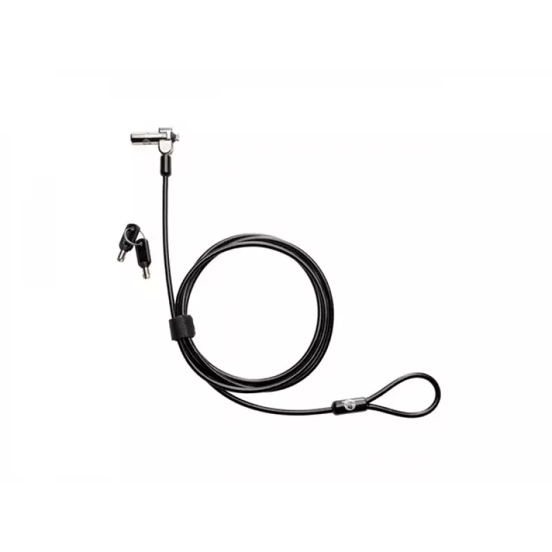 HP Nano MK Lock - Atslēgas kabeļslēdzene Kensington Nano drošības slotam, 1,83 m cinkota tērauda kabelis, melns/sudrabs