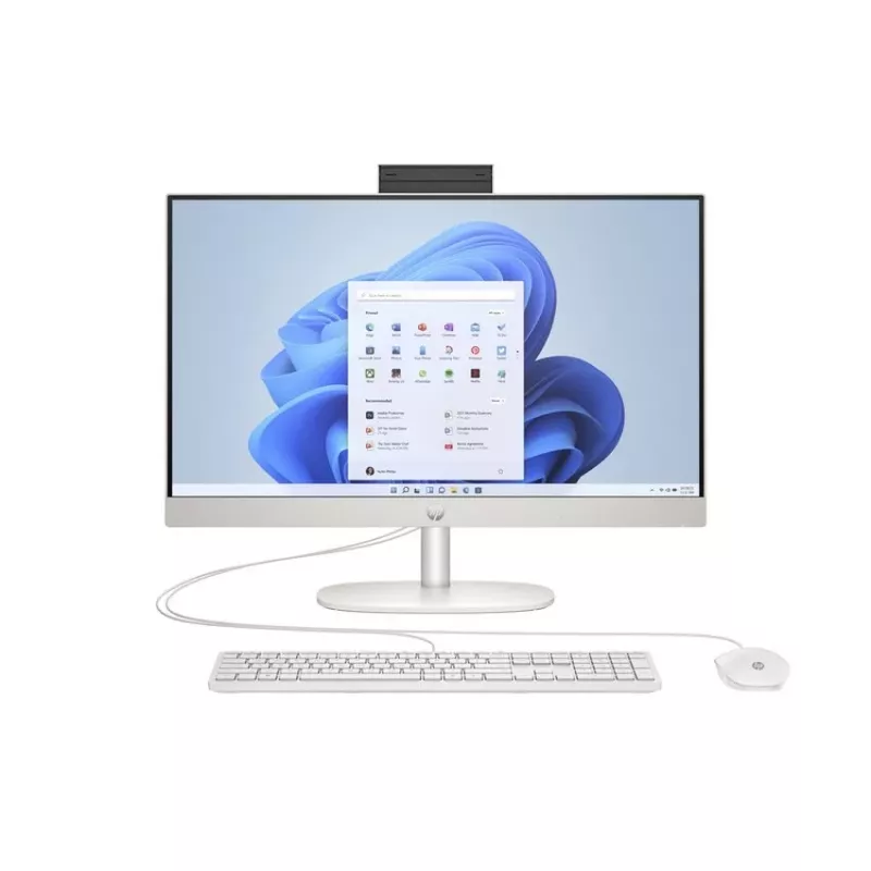 HP All-in-One 24-cr0046na Desktop PC, Intel Core i5-1334U, 8GB RAM, 512GB SSD, 23.8 inch Full HD IPS Displejs, Windows 11 Home, Balts