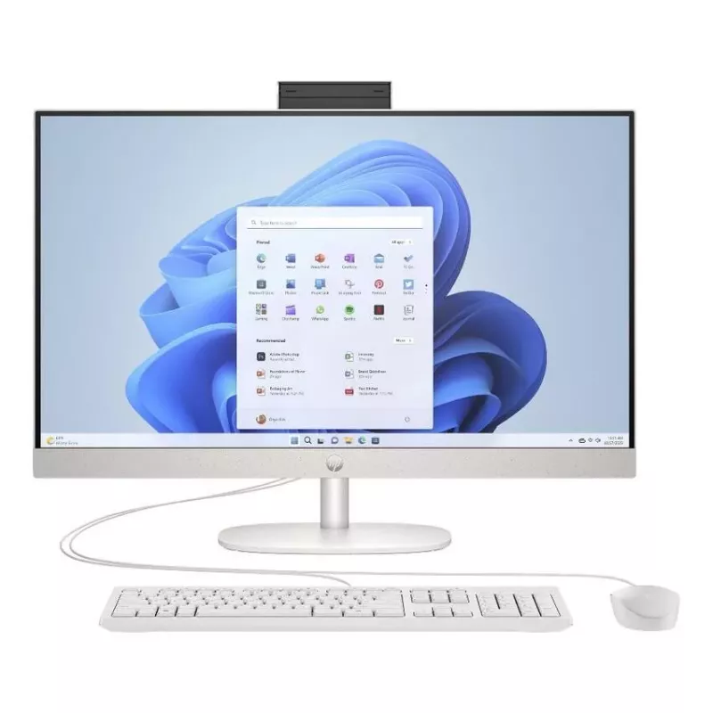HP All-in-One 27-cr0051na, AMD Ryzen 7 7730U, 16 GB RAM, 512 GB SSD, 27 inch Full HD IPS, Windows 11 Home, Balts (atjaunota prece)