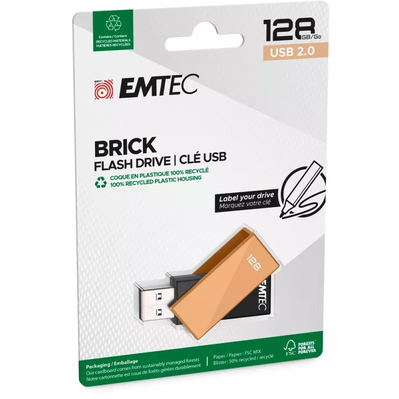 Emtec USB 2.0 C350 128GB Brick Orange USB zibatmiņa