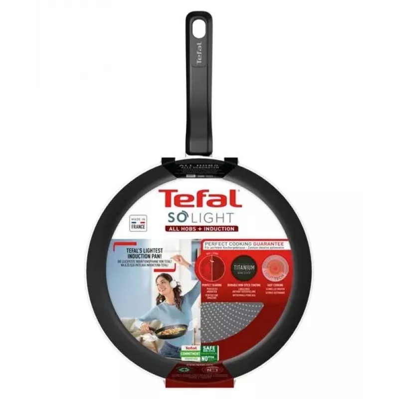 Tefal So Light Cepšanas Panna 22 cm Indukcija Titāns Nepiedegoša Melna