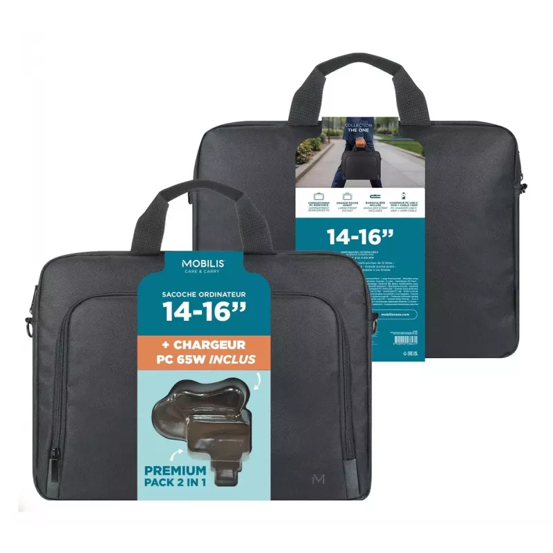 Mobilis TheOne Briefcase Toploading 14-16 + 65W Laptop Charger