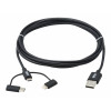 Eaton Tripp Lite Series Universāls USB-A uz Lightning, USB Micro-B un USB-C sinhronizācijas/uzlādes kabelis (M/3xM), MFi sertificēts, melns, 6 pēdas (1,8 m)