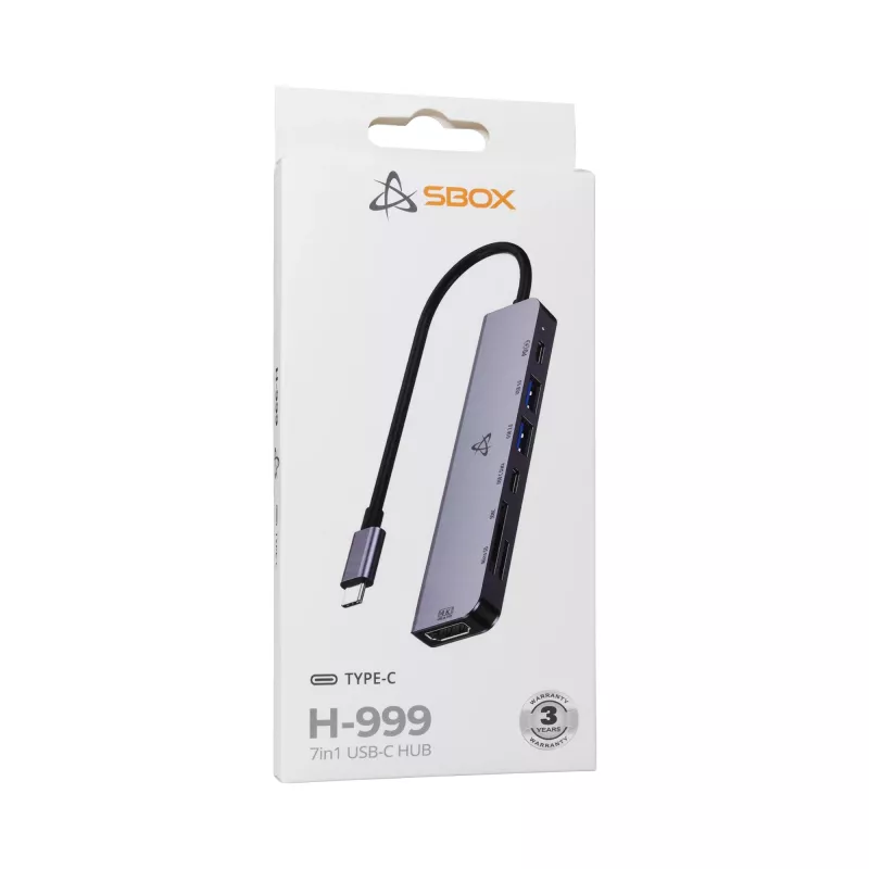 SBOX H-999 7-in-1 USB-C Hub Space Gray