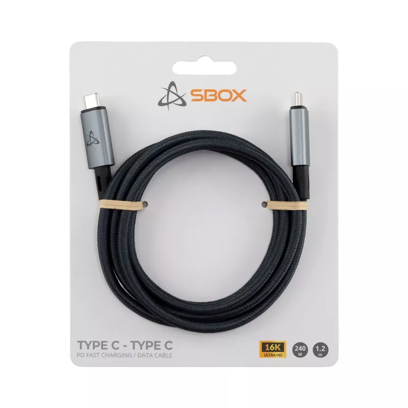 SBOX USB-C to USB-C kabelis 1.2m 240W 80 Gbps 16K/60Hz