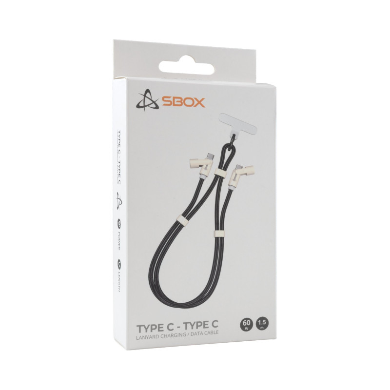 SBOX LANYARD BLACK USB-C to USB-C Cable 1.5m Black