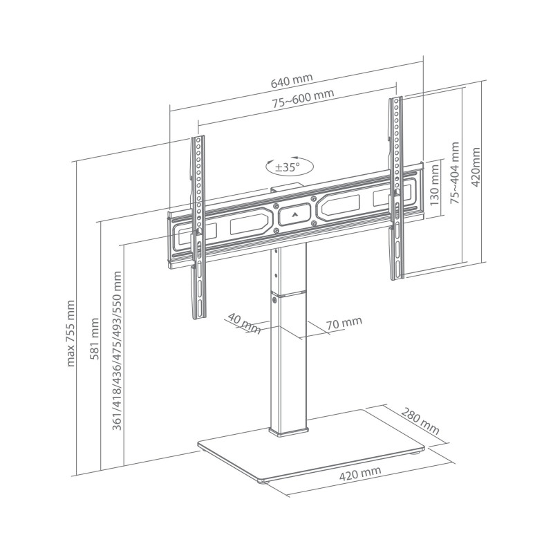 SBOX FS-306 LED TV Floor Mount (37-75 inch)