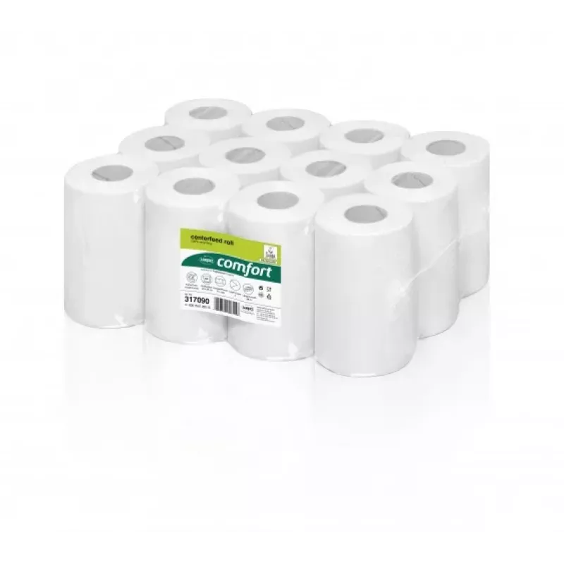WEPA Centre Feed Rolls for Feed Point System RPMB268, 68m, 195 Sheets, 20x35 cm, Recycled Tissue (12 Rolls)