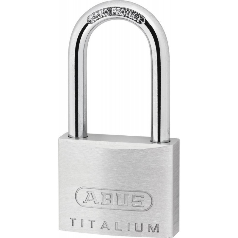 ABUS 64TI/40HB40 KD Titalium atslēga ar atšķirīgu atslēgu, augsta loka važa, drošības līmenis 5