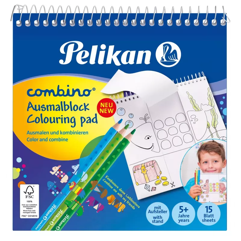 Pelikan 811231 Krāsošanas komplekts, 15 lapas, zēniem/meitenēm, iekļauti krāsainie zīmuļi, attēlu komplekts krāsošanai