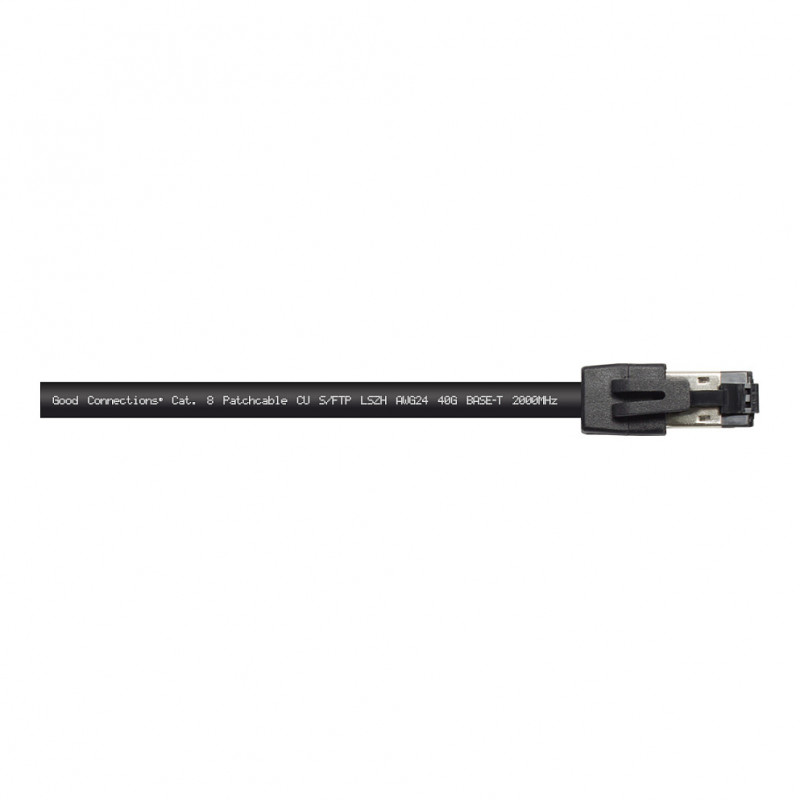 GoodConnections RNS® Cat.8.1 S/FTP Patch Cable, 0.5m, Black, LSZH, 40Gbit/s, 2000MHz