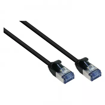 GoodConnections RNS® Patch Cable SlimLine, Cat.6A, U/FTP, PiMF, Halogen-Free (LSZH), 500MHz, Copper, Black, 1m