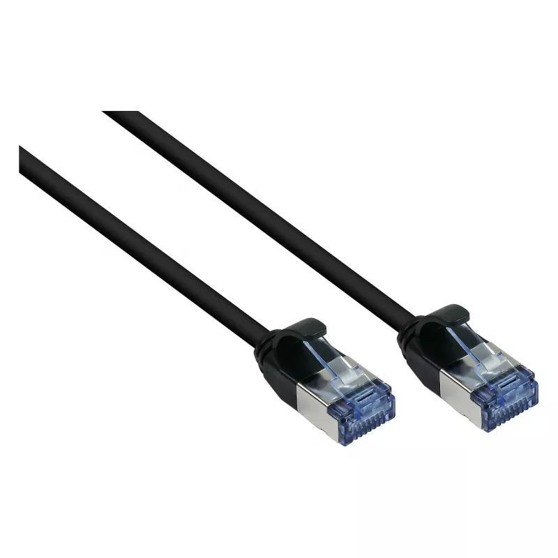 GoodConnections RNS® Patch Cable SlimLine, Cat.6A, U/FTP, PiMF, Halogen-Free (LSZH), 500MHz, Copper, Black, 1m