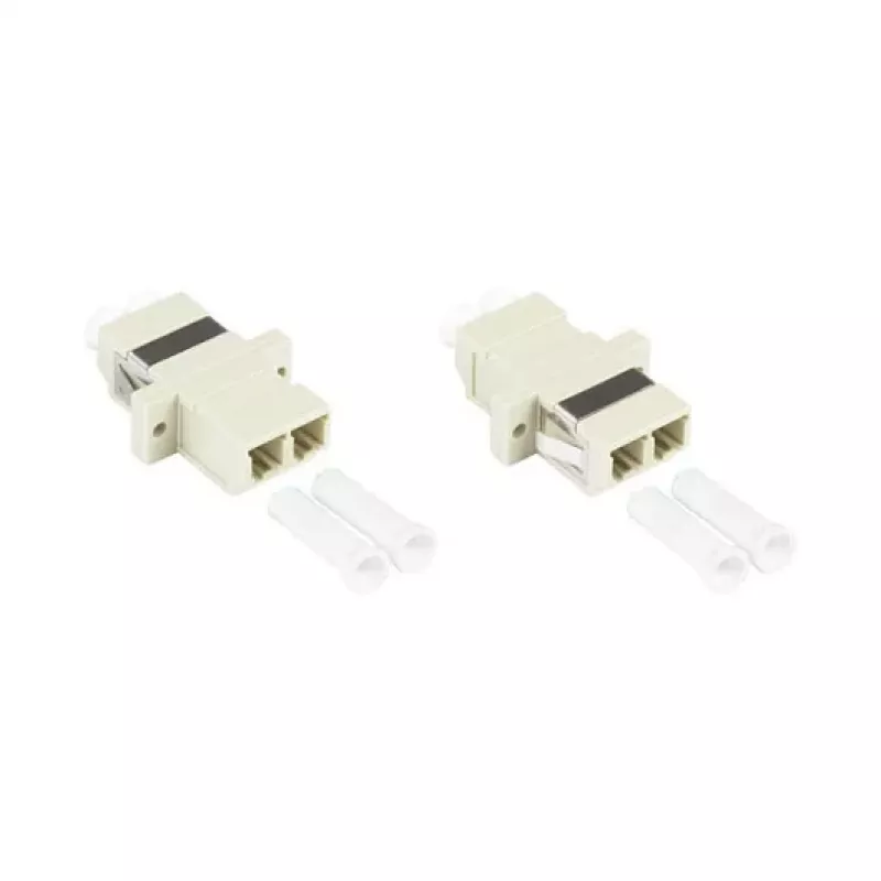 GoodConnections LC/UPC to LC/UPC Duplex Fiber Optic Adapter, OM2 Multimode, Ceramic Sleeve, Plastic Housing with Flange, Grey (LW-K202)