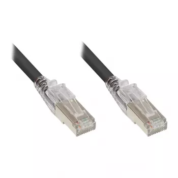 Good Connections RNS® Patch Cable ar fiksatora aizsardzību un bloķēšanu, Cat. 6A, S/FTP, PiMF, bezhalogēna (LSZH), 500MHz, Melns, 0.5m