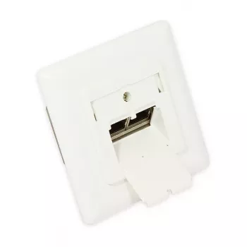 GoodConnections Network Outlet Cat. 6, 2xRJ45, Shielded, Flush-mount, Design-compatible, Vertical Cable Entry, Pearl White RAL 1013 (GC-N0025)