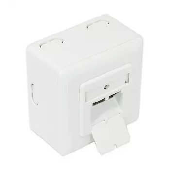 GoodConnections Cat.6 tīkla ligzda, 2xRJ45, ekranēta, virsmas montāža, vertikāla kabeļa ievade, signālbaltā RAL9003 (GC-N0026)