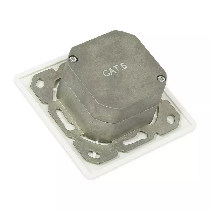 GoodConnections Cat.6 Network Wall Outlet, 2xRJ45, Shielded, Surface Mount, Pearl White RAL1013, GC-N0027