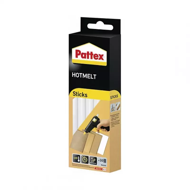 Pattex Hot Glue Sticks Hot Supermatic, 9H PTK6, 6 x 200 mm, 11 mm Diametrs, Caurspīdīgs