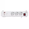 Equip Pagarinātājs CEE 7/7 90° uz 3x Schuko / 2x USB-C + USB-A, Balts, 1.5m