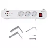 Equip Pagarinātājs CEE 7/7 90° uz 3x Schuko / 2x USB-C + USB-A, Balts, 1.5m