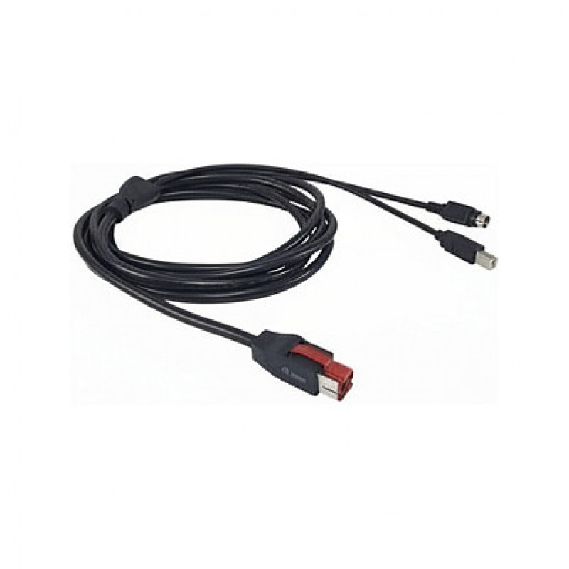 Equip PoweredUSB kabelis 24V uz Mini-DIN 3-pin vīrišķo 3.00m Melns